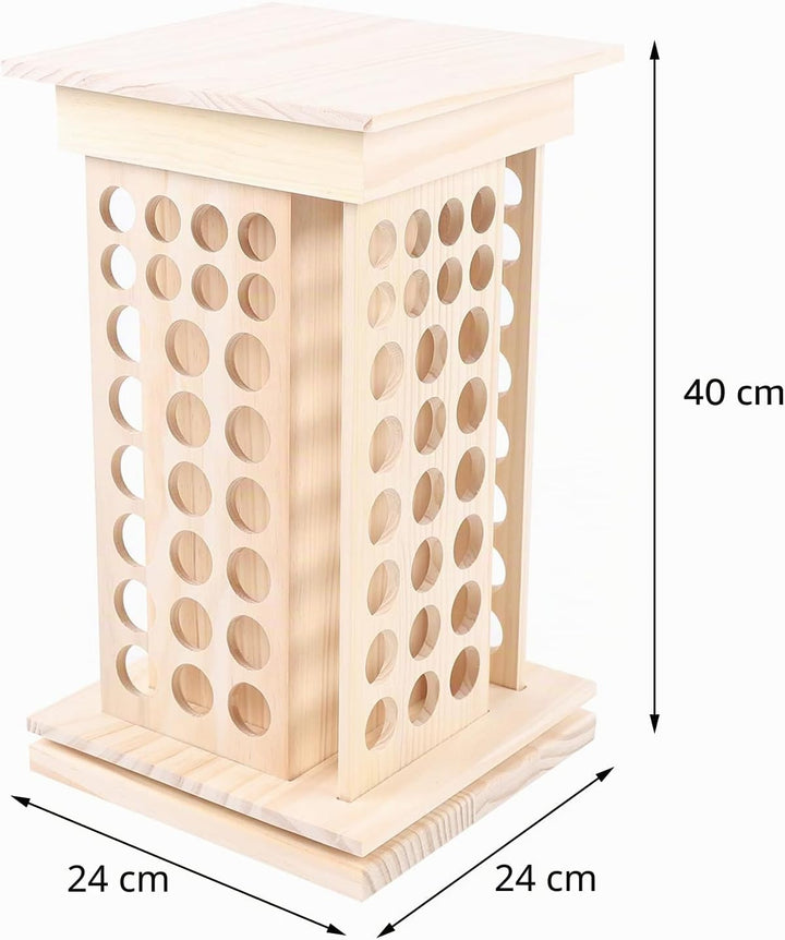 Drehbarer Ätherisches Öl Display Ständer, Aufbewahrungsbox aus Holz mit 104 Löcher 4 Seiten, Nagella