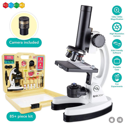 AmScope M40-K-MDM35 IQCREW von 120X 1200X Kids 85+ Stück Premium-Mikroskop-STEM-Kit mit Farbkamera,