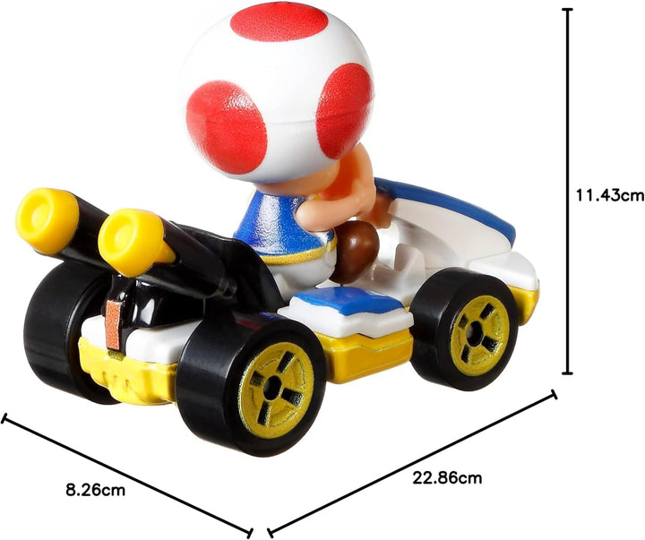 Hot Wheels GXX98 - Mario Kart-Fahrzeug (4er-Pack), Set mit 4 beliebten Figuren, darunter 1 exklusive