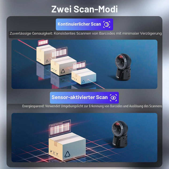 Tera Barcode-Scanner Desktop Omnidirektional: 1D 2D QR Freihändiger USB-Verdrahteter Barcodescanner