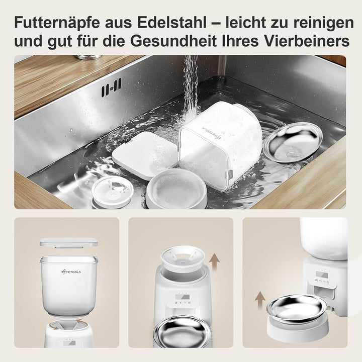 Automatischer Futterspender für Hunde, 5 l, zeitgesteuert, programmierbar, 1–6 Mahlzeiten für Katzen