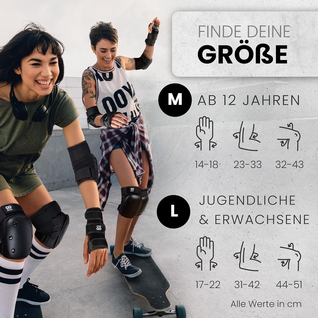 99FLIPS Inliner Schoner Erwachsene mit GS [6er Set] DIVE - M in Schwarz - Schoner Inliner Damen schü