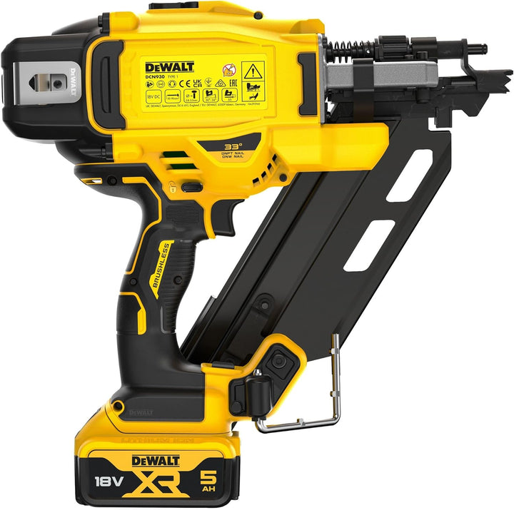 Dewalt 18 Volt Akku-Nagler (90mm) DCN930P2 (für gängige papier- und drahtgebundene D-Kopf Nägel, Mag