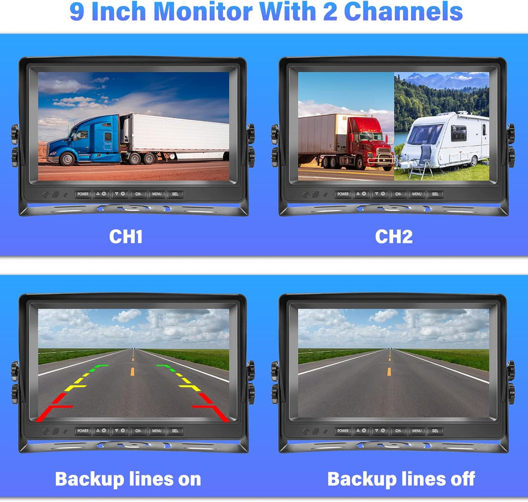 DVR 1080P Auto Rückfahrkamera Monitor Set 9 Zoll LCD Monitor Weitwinkel Nachtsicht IP69 Wasserdicht