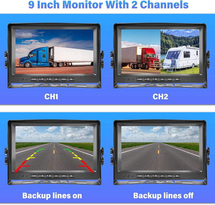 DVR 1080P Auto Rückfahrkamera Monitor Set 9 Zoll LCD Monitor Weitwinkel Nachtsicht IP69 Wasserdicht