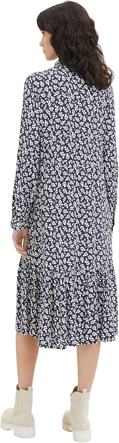 TOM TAILOR Damen Kleid mit Muster 46 31118 - Navy Floral Design, 46 31118 - Navy Floral Design