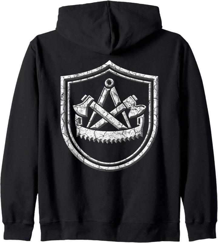 Zimmermann Zimmerer Wappen Schild Zunftzeichen Kapuzenjacke