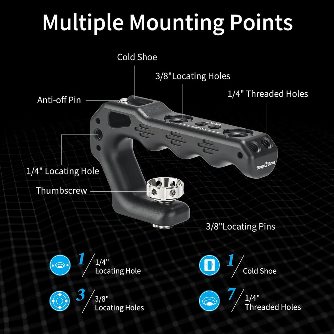 Nitze Top Handle, Mini Handle Grip mit 3/8"-16 ARRI Locating Pins,für Camera Cage, Universal Video R
