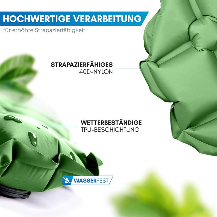 NORDMUT® 500g Isomatte Ultraleicht [mit Reparaturset] - Aufblasbare Luftmatratze Camping kleines Pac
