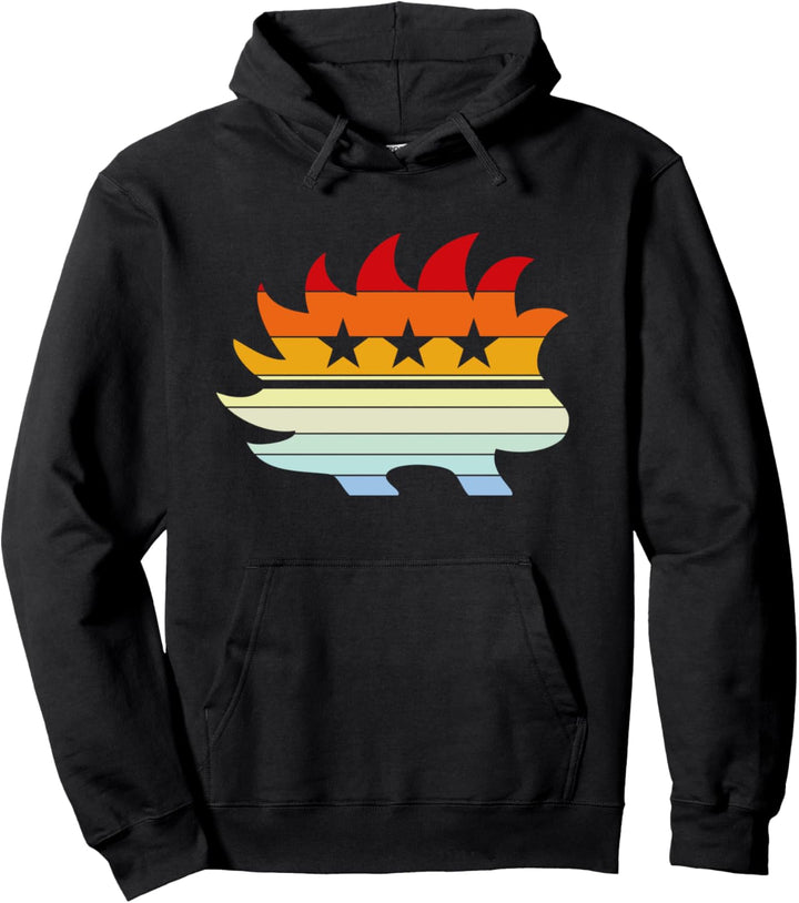 Retro Sunset Libertarian Porcupine Cool Stylized Freedom Pullover Hoodie