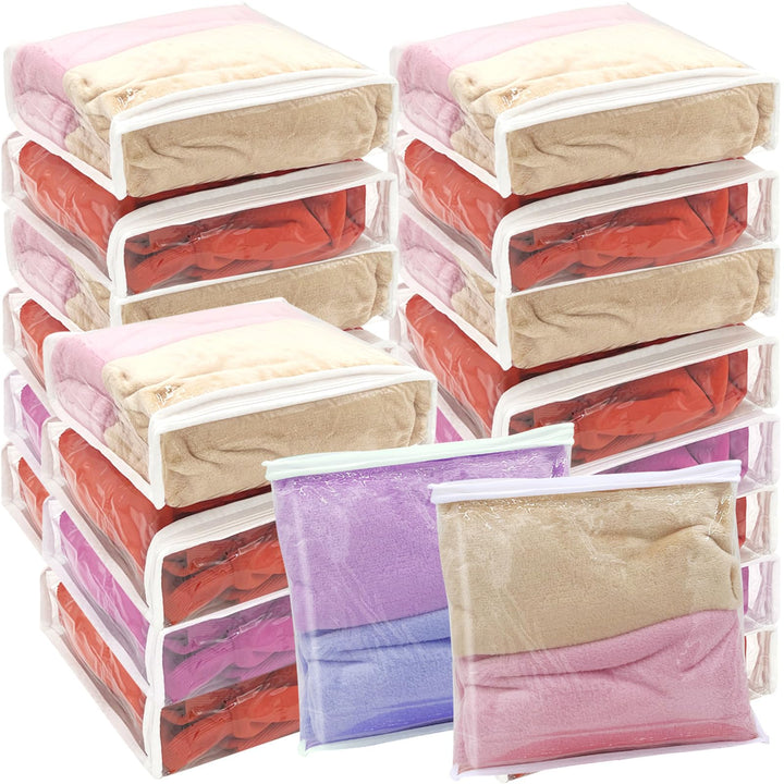 Rainmae 20 Pack Durchsichtige Kleidung Aufbewahrungstasche,40 x 30 x 8 cm,Vinyl Tragbare Schrank-Org