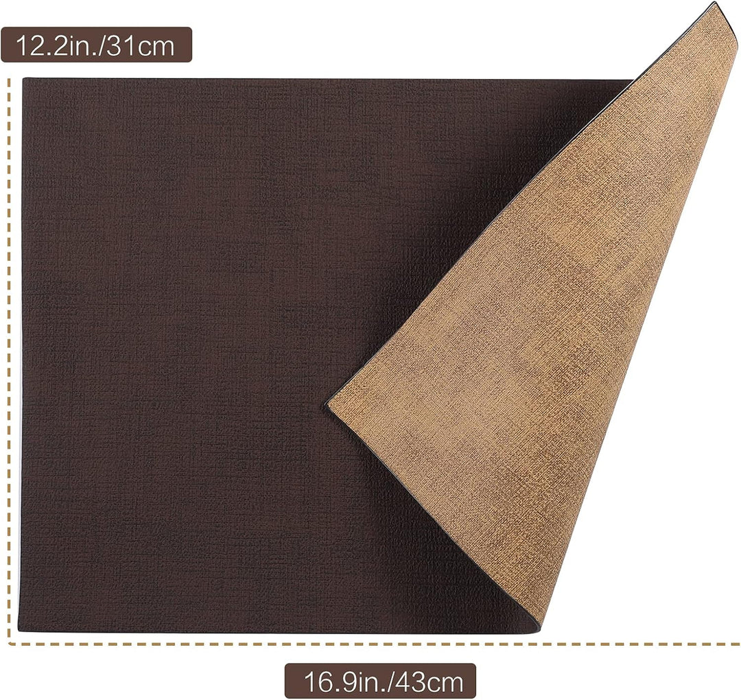 SUEH DESIGN Leder Tischsets 6er Set Tischsets Abwaschbar Lederoptik Platzdeckchen Hitzebeständiges P