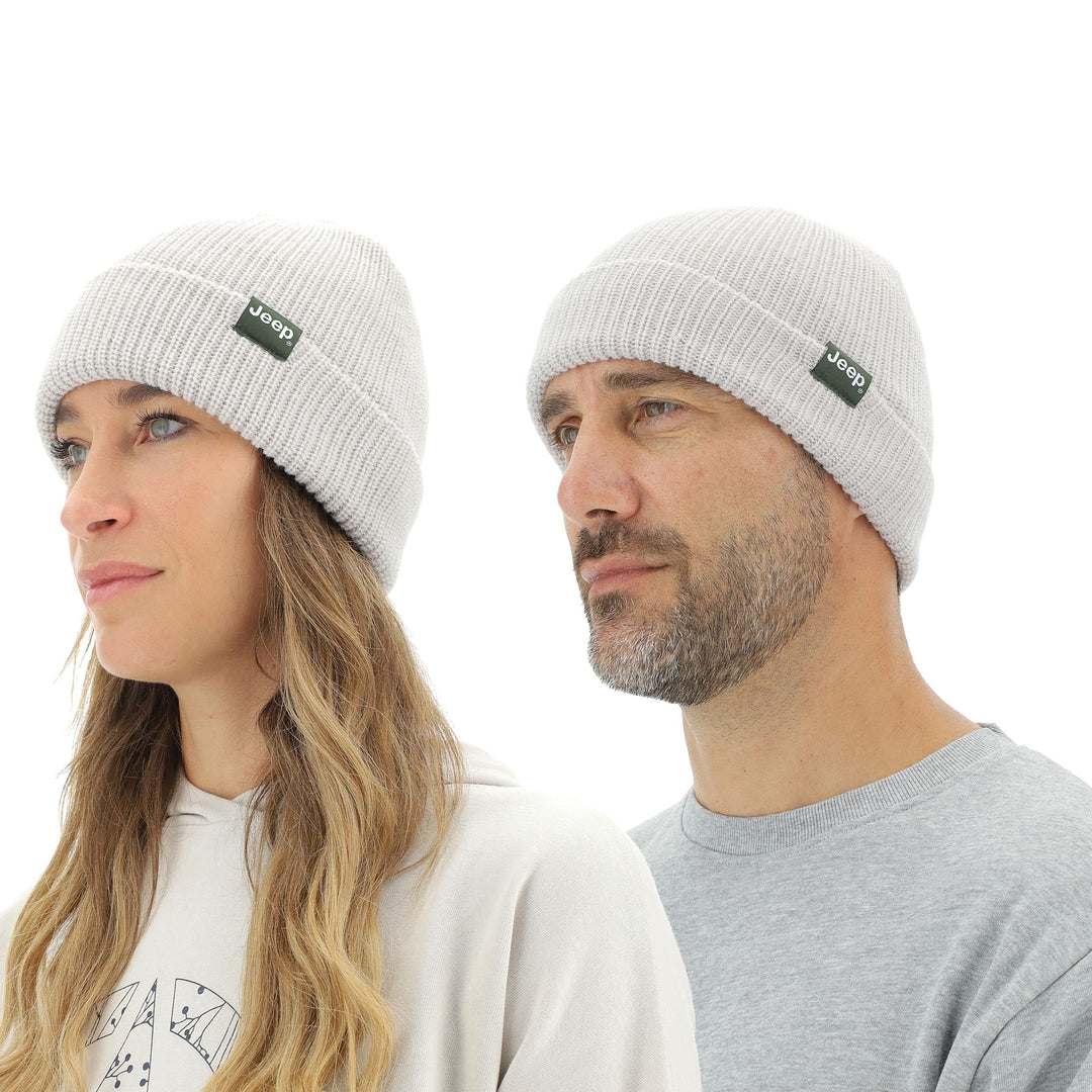 JEEP Unisex Hat J Ribbed Tricot Hat with Cuff J22w, Light Graystone