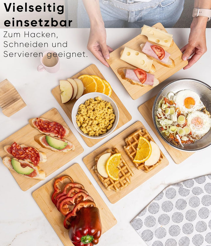 Deco haus Frühstücksbrettchen holz 6er set [0,8cm DICKE] - Schneidebrett holz Klein 23 x 17,5 cm - H