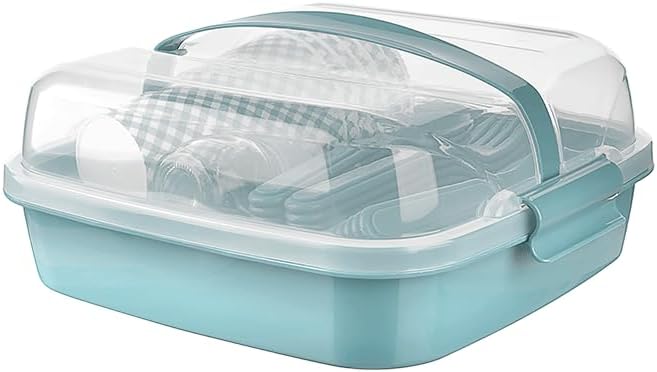 Picknick Set 6 Personen | BPA Freies Gesundes Plastik | Plastikbesteck Gabel, Messer, Löffel, Teller