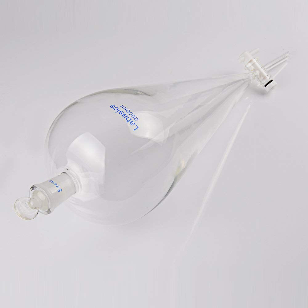 Labasics 60ml Borosilikatglas Konischer Scheidetrichter mit PTFE-Absperrhahn, Separatory Funnel 60 m