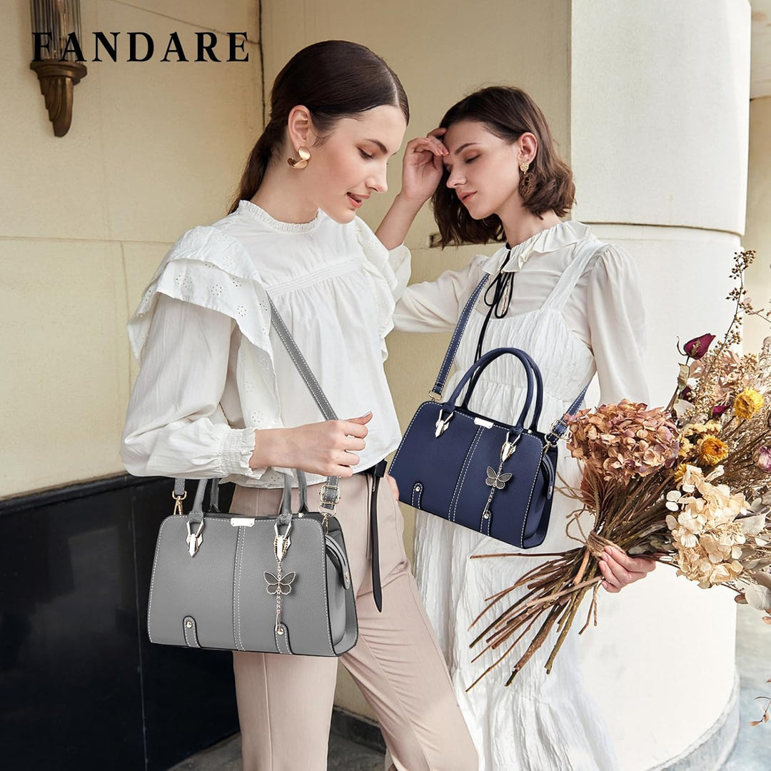 FANDARE Damen Handtasche Tote Beutel PU-Leder Umhängetaschen Schultertasche Wasserdicht Henkeltasche
