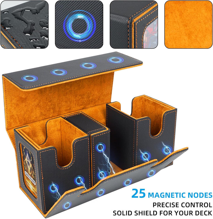 AFIING MTG Commander Kartenbox, 3-in-1 Karten-Aufbewahrungsbox für 200+ doppelt gesleevte Karten, Ma