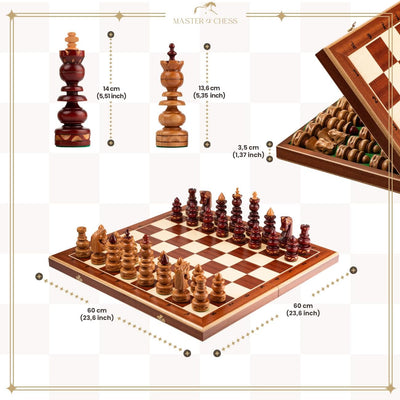 Master of Chess Luxus BIZANT 59cm / 23in Intarsien aus Holz Schachspiel, Byzantium, handgefertigte K