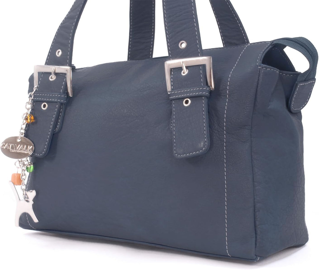 Catwalk Collection Handbags - Damen Leder Schultertasche - Handtasche Mittelgross mit Viele Fächer -