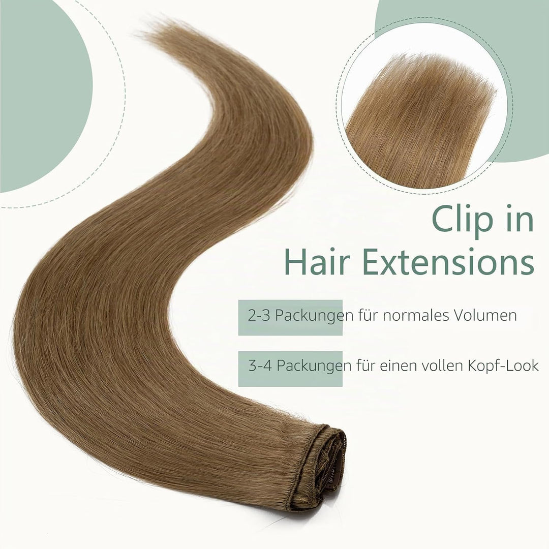 Rich Choices Clip in Extensions Echthaar 8 Stück Clip Extensions 25cm 