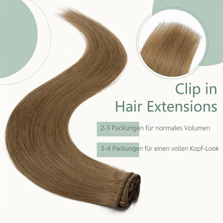 Rich Choices Clip in Extensions Echthaar 8 Stück Clip Extensions 25cm 