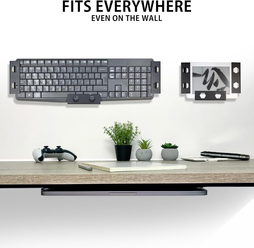 MyGadget Metall Laptop Halterung unter Schreibtisch - [ bis max. 30 mm Dicke ] - mit Silikon Kratzsc
