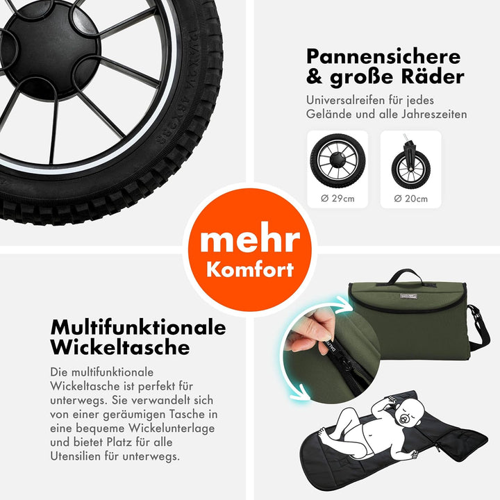 Daliya® FLEXI-PRO M 2in1 Kinderwagen &amp; Buggy (Olivgrün), Olivgrün