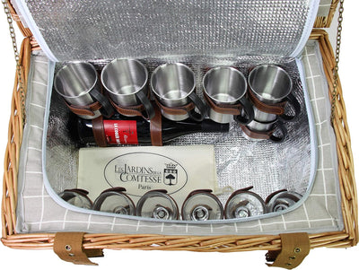 Les Jardins de la Comtesse - Picknickkorb aus Weidengeflecht Concorde für 6 Personen, Kühlbox, Telle
