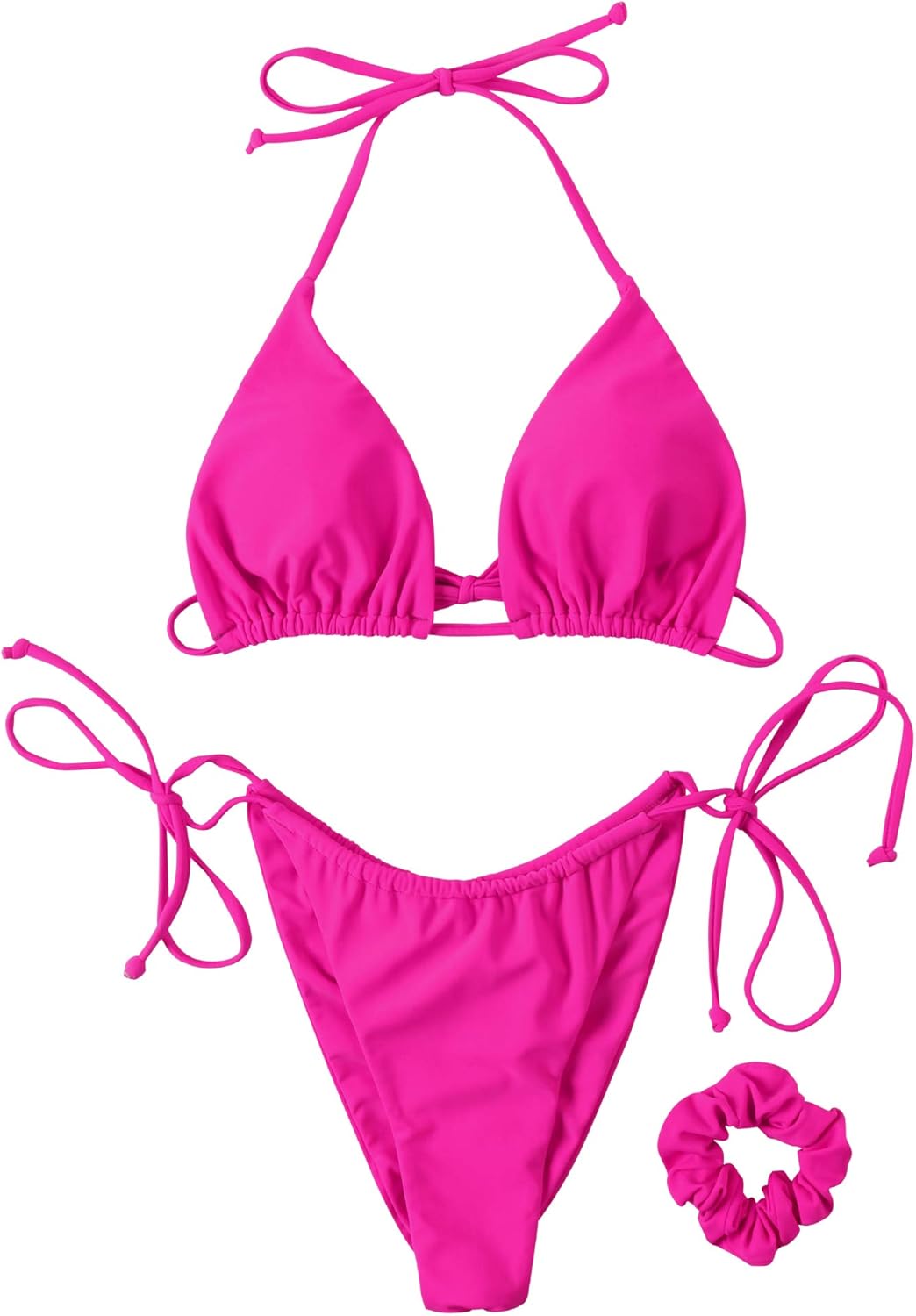 RXRXCOCO Sexy Brazilian Bikini Damen Set Triangel String Oberteil Bikini Tanga Bademode M Rosenrot,