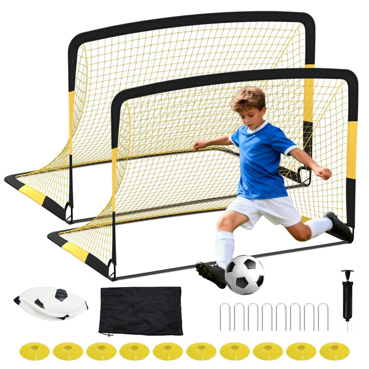 180 * 120 * 120 cm，2er Fussballtor Kinder Set,mit Zubehör, schneller Aufbau, für drinnen, draussen u