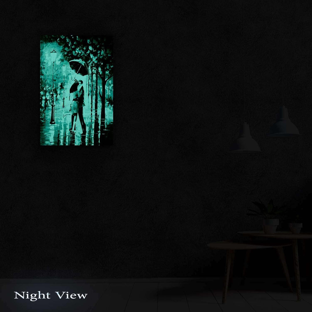 Startonight Leinwandbilder Schwarz und Weiss Kuss im Regen, Doppelansicht Überraschung Modernes Deko