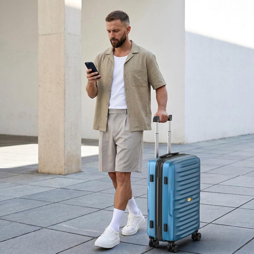 MGOB Koffer Handgepäck Hartschalen Trolley Polycarbonat Leicht Reisekoffer mit TSA-Schloss, 55x36x21