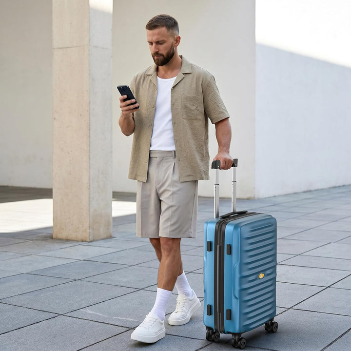 MGOB Koffer Handgepäck Hartschalen Trolley Polycarbonat Leicht Reisekoffer mit TSA-Schloss, 55x36x21