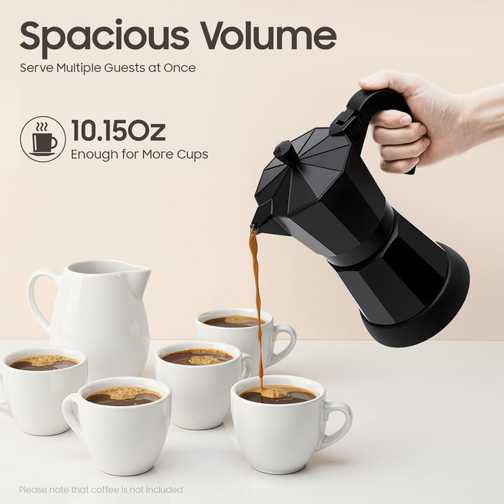 Espressokocher, Aluminium Induktion Kaffeekanne mit Heizsockel, Espresso-Kocher für 4-6 Tassen, Ital