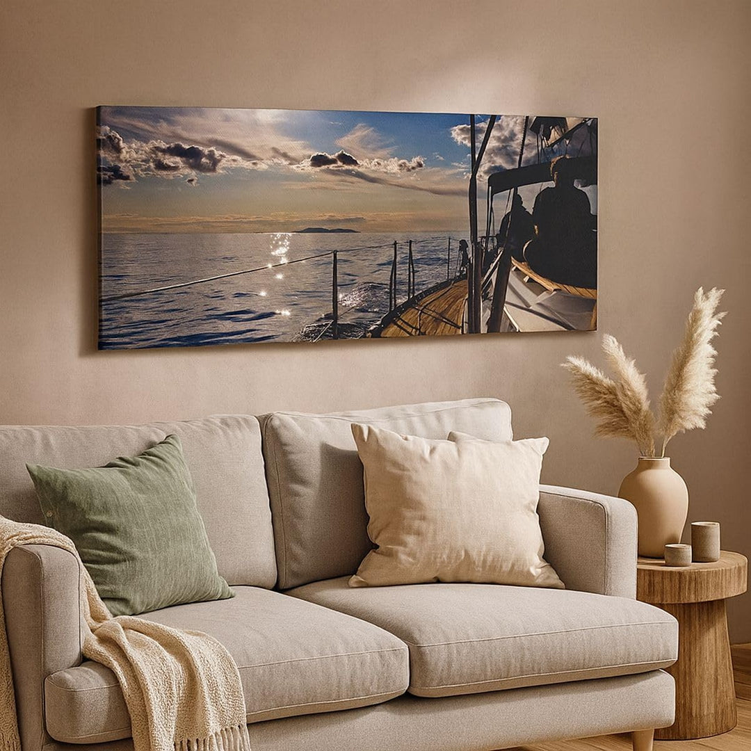 Wandbilder Dekoration Wohnzimmer Kroatien Yacht Segeln Segelboot Panorama Bilder auf Leinwand 120x50