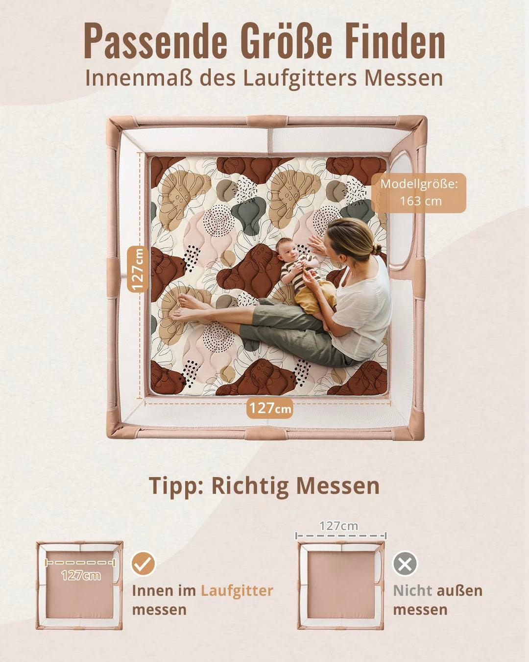 Blissful Diary Krabbelmatte Baby Spielmatte 127x127cm Krabbeldecke für Baby | Faltbar Baby Teppich,