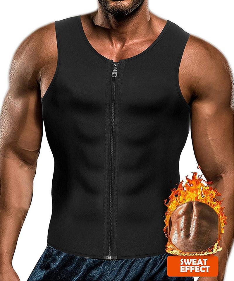 Yokald Herren Sauna Schweiss Weste Zipper Anzug Neopren Korsett Fitness Shapewear Kompression Taille