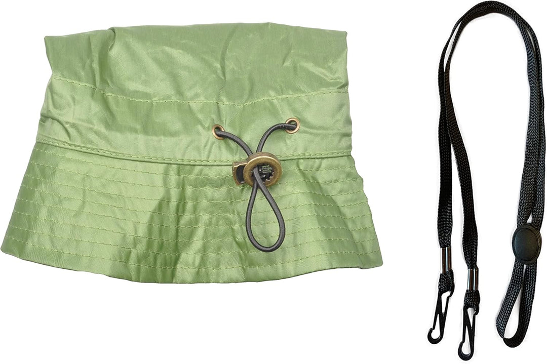 Toutacoo. Regenhut. Regenbob. Einstellbar. Nylon-Look M-L 23-grün kinnriemen, M-L 23-grün kinnriemen