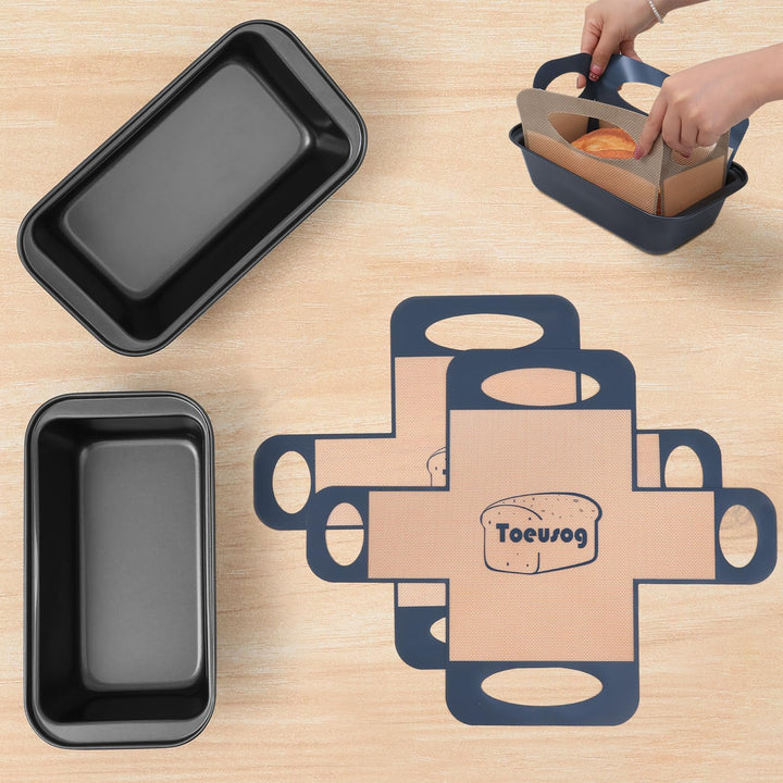 Brotbackform Kasten 2er Set: Kastenform Brot 27x15x7cm mit 2x Backmatte - Antihaft Brotform zum Toas