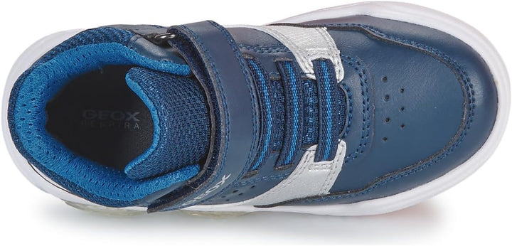 Geox Jungen J Illuminus Boy Sneaker 32 EU Navy Silver, 32 EU Navy Silver