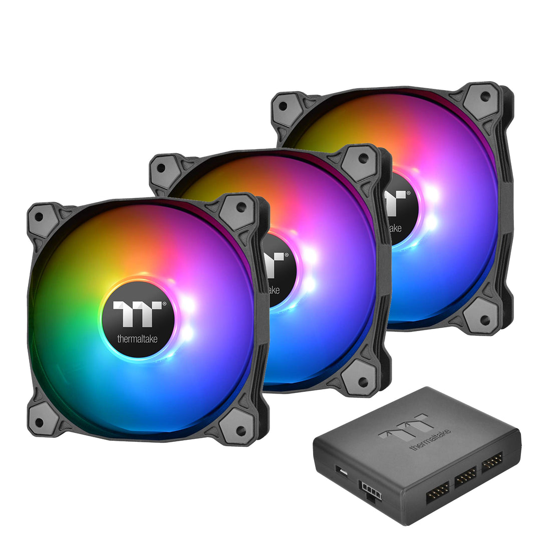 Thermaltake Pure Plus RGB 12 TT Premium Edition 3Pack Gehäuselüfter RGB Black 120 mm, RGB Black 120
