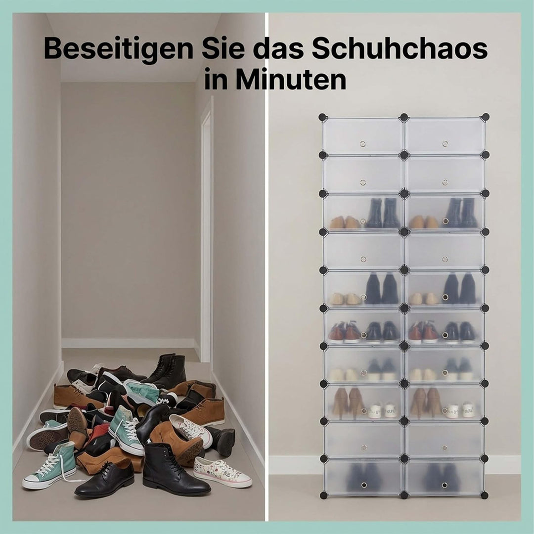 Relaxdays Schuhregal 10 Ebenen, Schuhschrank gross, Steckregal platzsparend, Regal DIY, HBT 176 x 49