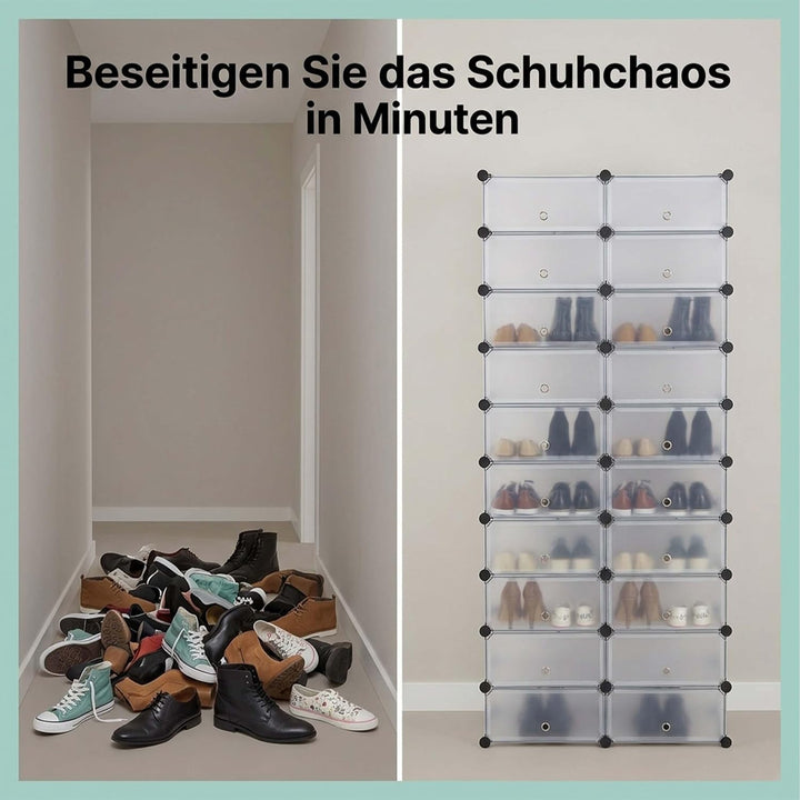 Relaxdays Schuhregal 10 Ebenen, Schuhschrank gross, Steckregal platzsparend, Regal DIY, HBT 176 x 49