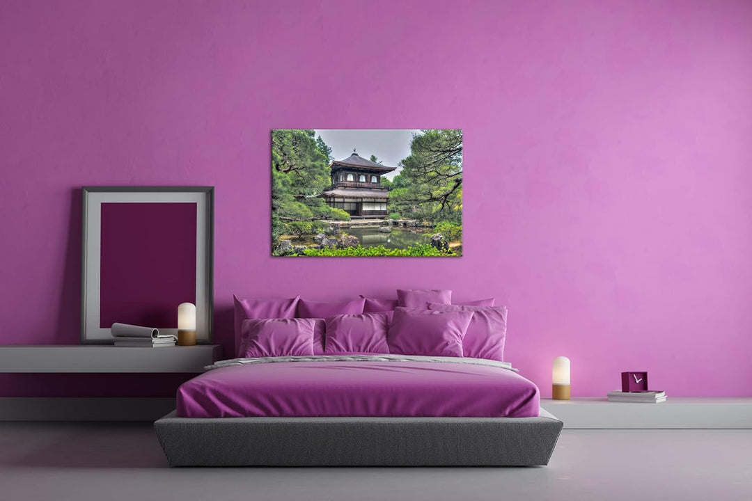 deyoli asiatisches Landhaus Format: 80x60 als Leinwandbild, Motiv fertig gerahmt auf Echtholzrahmen,