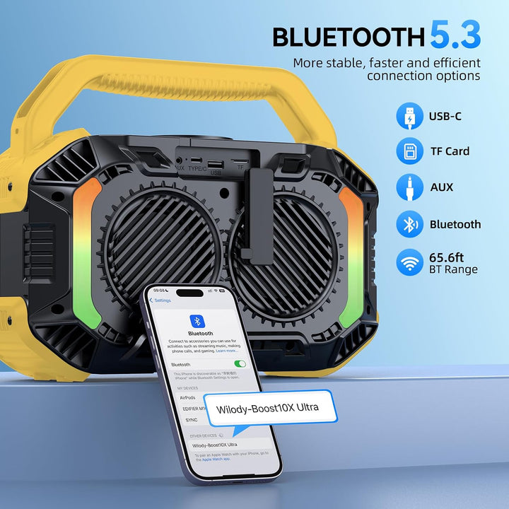 Wilody 100W Tragbare Bluetooth-Lautsprecher-Box,Bluetooth Lautsprecher mit Licht,Musikbox Bluetooth&