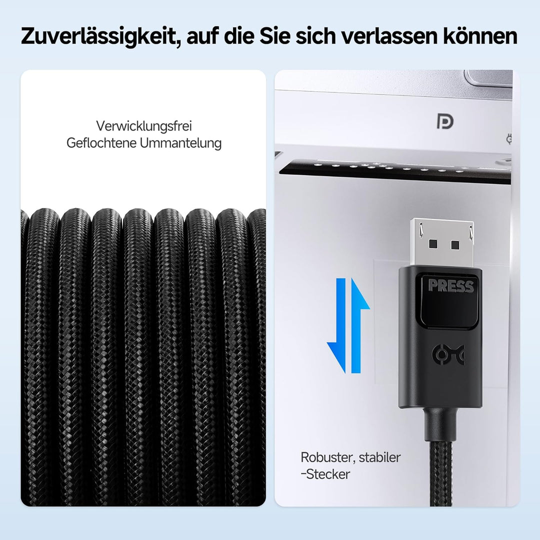 Cable Matters Unidirektionales USB C auf DisplayPort 2.1 Kabel 0,9 m, 54 Gbit/s DP54 (UHBR13.5), 8K@