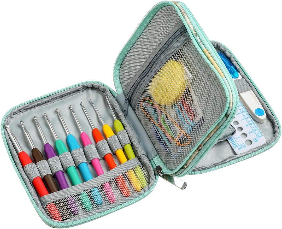 JOZEA 71 Häkelnadel Set Häkelnadeln Bunte Ergonomische Griffe Stricken Nadeln in Verschiedenen Gröss
