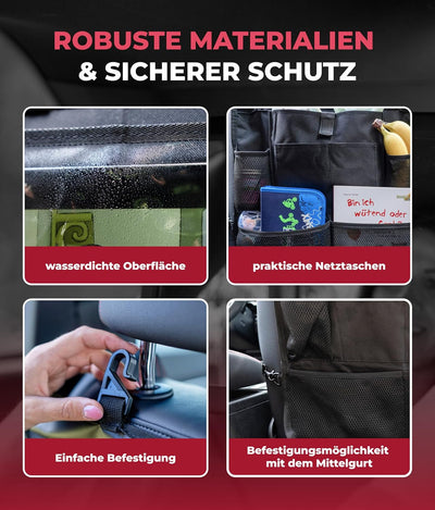 HerzensKind Rückenlehnenschutz und Organizer. Auto Organizer mit extra grossem 13" Tabletfach und 9