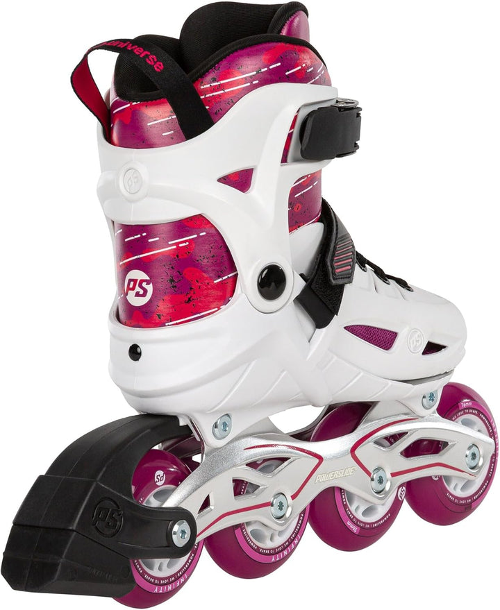 Powerslide Inline Skates Universe 4W Pink, grössenverstellbar, Pink für Kinder, ABEC 7 Kugellager, A